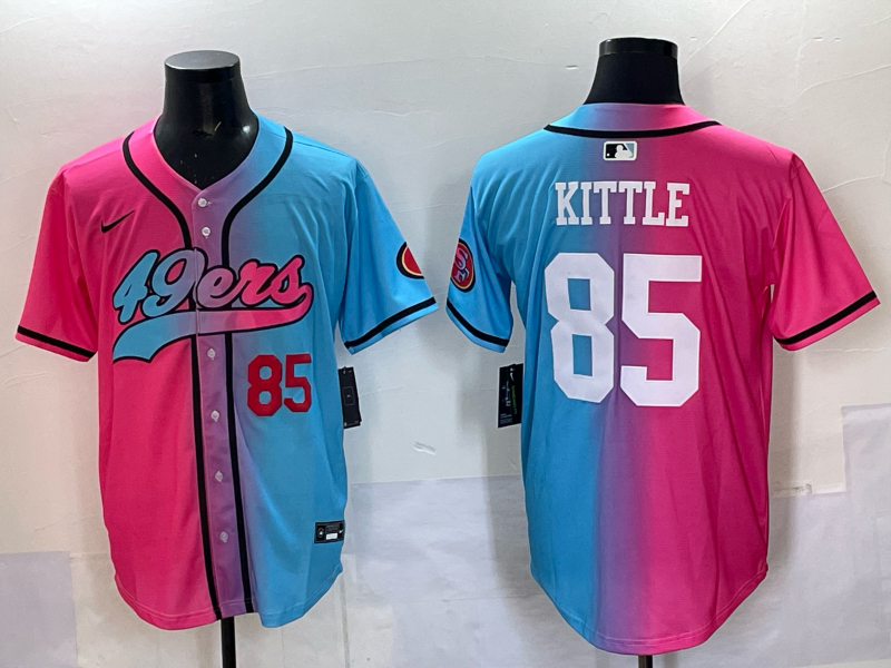 Men 2025 San Francisco 49ers #85 Kittle Pink Blue pink Nike Limited NFL Jersey 0014